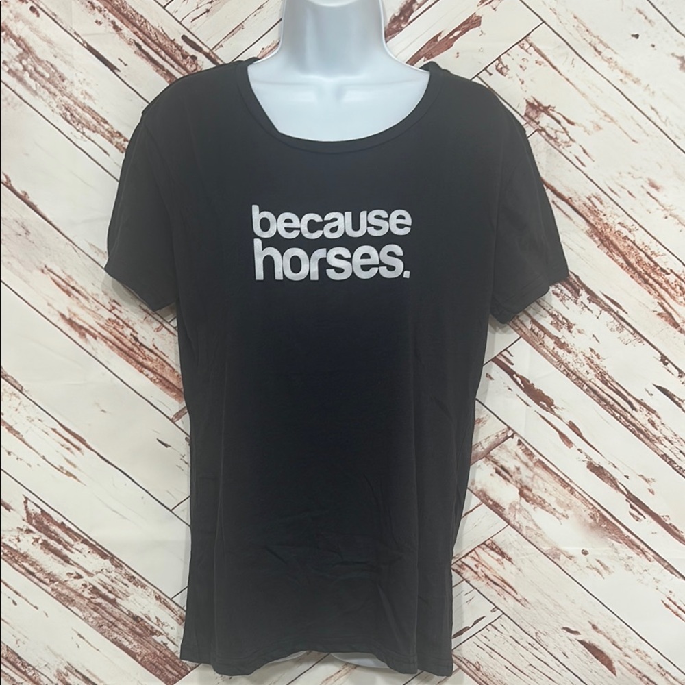 NWOT Black Graphic Tee - Because Horses
